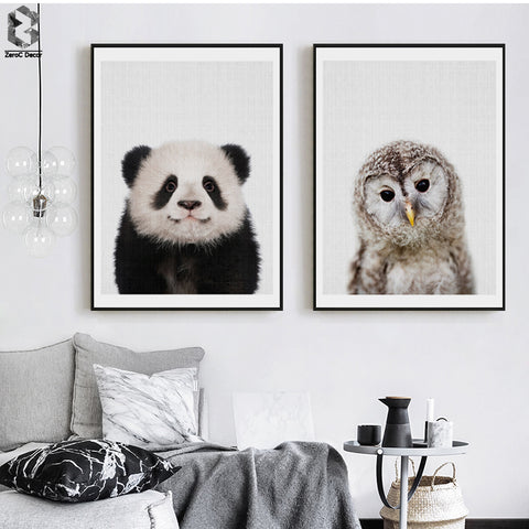 Panda and Owl Poster - Cozy Nursery