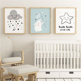 Clouds Stars Living Room Decor Home Poster - Cozy Nursery