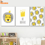 Lion Crown Heart Quote Wall Art Canvas Painting Nordic Posters - Cozy Nursery