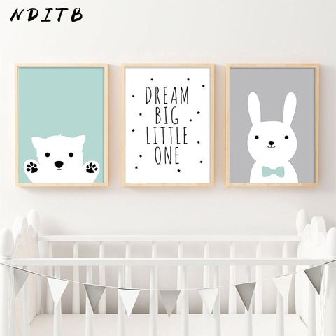 Bear Rabbit Posters Nursery Baby Room Decoration - Cozy Nursery