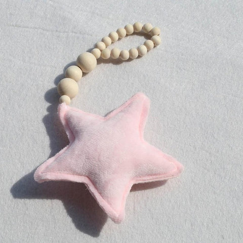 Nordic Wooden Beads Moon Star Heart Ornaments - Cozy Nursery