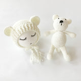Newborn Knit Hats and a Bear toy set - Cozy Nursery