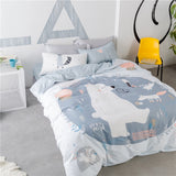 Bear and Fox Cotton Bedding Set Kids 4pcs - Cozy Nursery
