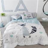Bear and Fox Cotton Bedding Set Kids 4pcs - Cozy Nursery