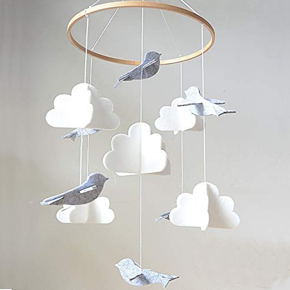 Baby Crib Mobile Birds Clouds – Cozy Nursery - Main Image