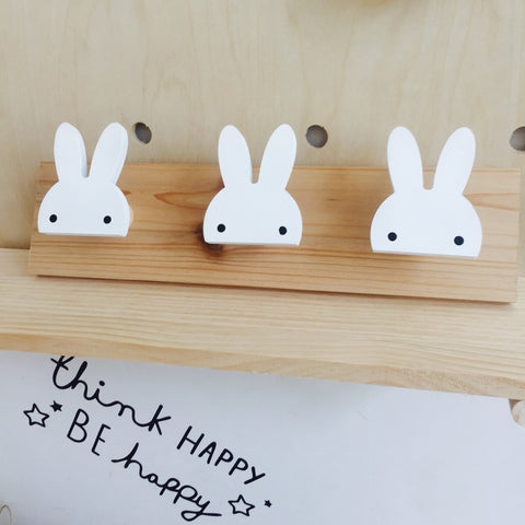 Nordic Style Nursery Decor Wooden Rabbit Wall Shelf Hook - Cozy Nursery