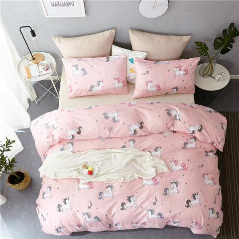 Unicorn Quilt Cover Sets 2/3pcs Pink Colour for Girls - Cozy Nursery