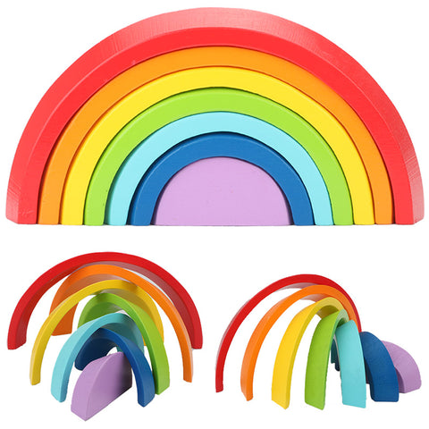 Montessori Wooden Rainbow Building Blocks - Cozy Nursery