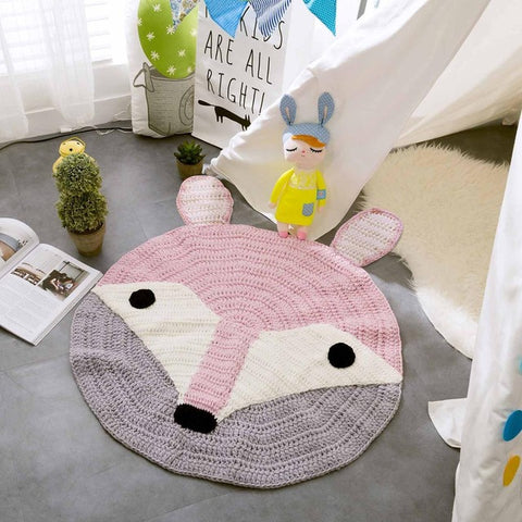 Fox Bear Knitted Play Mat - Cozy Nursery