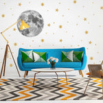 Moon and gold stars Wall Stickers - Cozy Nursery