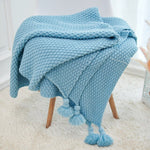 Large Knitted Blanket with Tassels 250x240 - Cozy Nursery