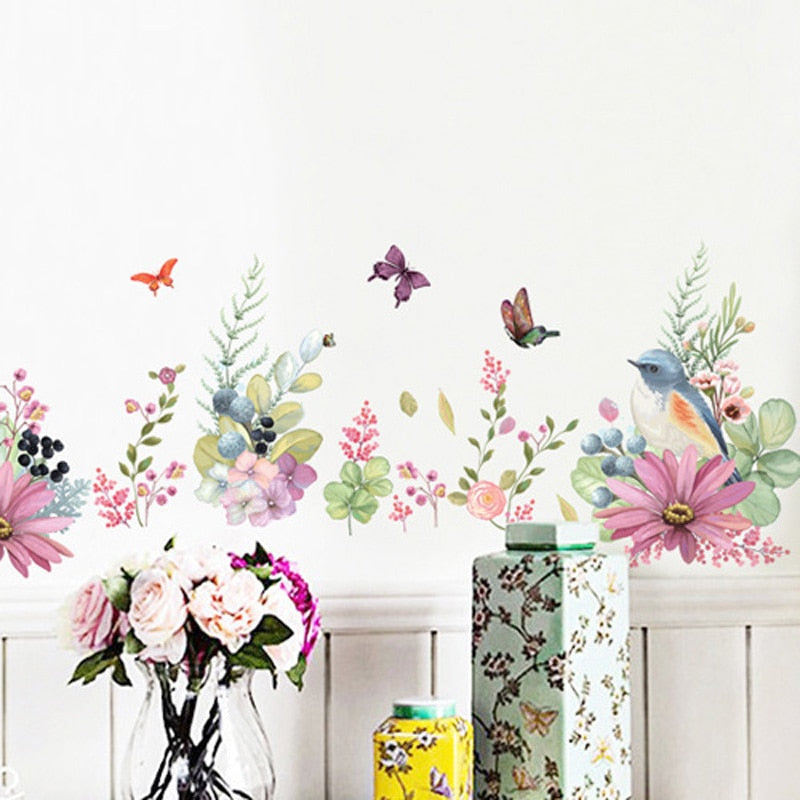 Flowers and Butterfly Wall Sticker