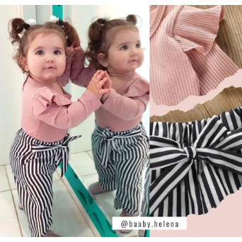 Ruffle Romper with Stripe Pants - Cozy Nursery