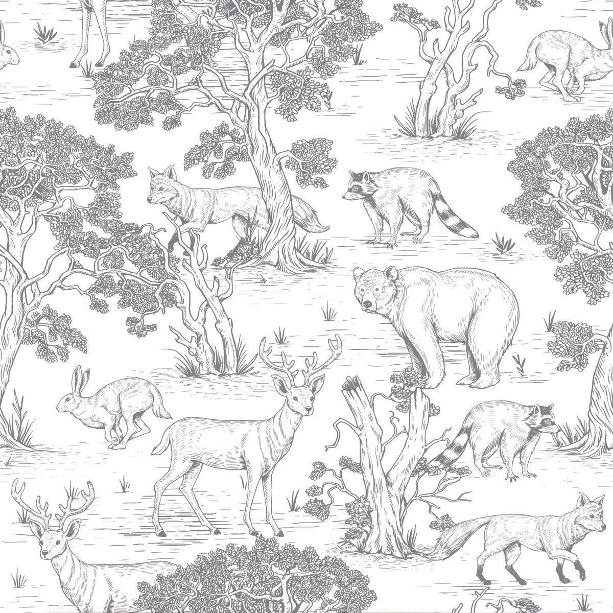 Watercolor Woodland animal Scandinavian seamless pattern Fabric wallpaper  background with Owl hedgehog fox and butterfly rabbit forest squirrel  and chipmunk bear and bird baby animal Stock Illustration  Adobe Stock