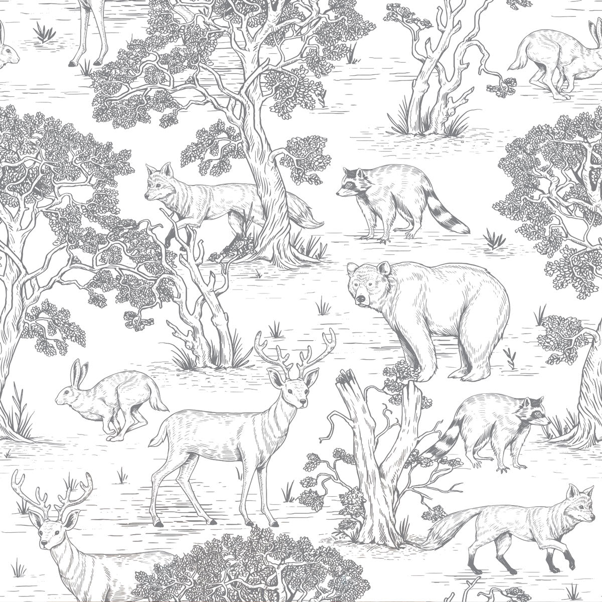 Amazoncom Forest Animals Removable Wallpaper  Colorful Self Adhesive  Wall Paper Fabric  Nursery Kids Room Peel and Stick Woodland Critters  CC135  Handmade Products